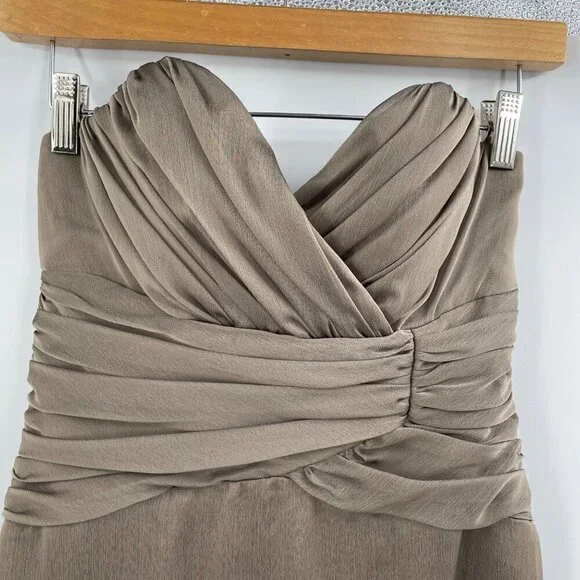 Alvina Valenta Taupe Sweetheart Neck Prom Chiffon Bridesmaid Dress Womens Size 6 - Picture 3 of 11